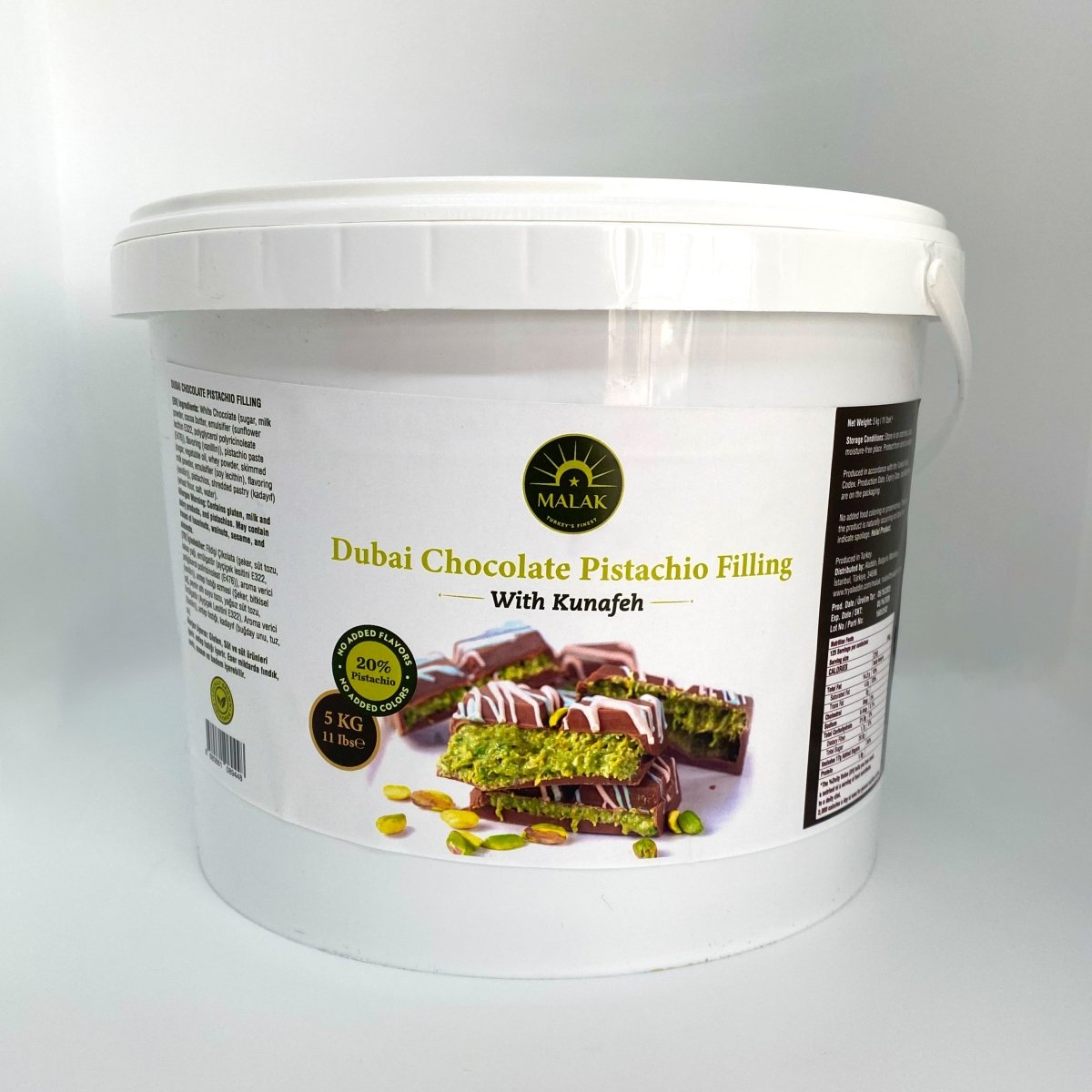 Malak Dubai Chocolate Pistachio Filling with with Kunafeh - 20% Pistachio - TryAladdin