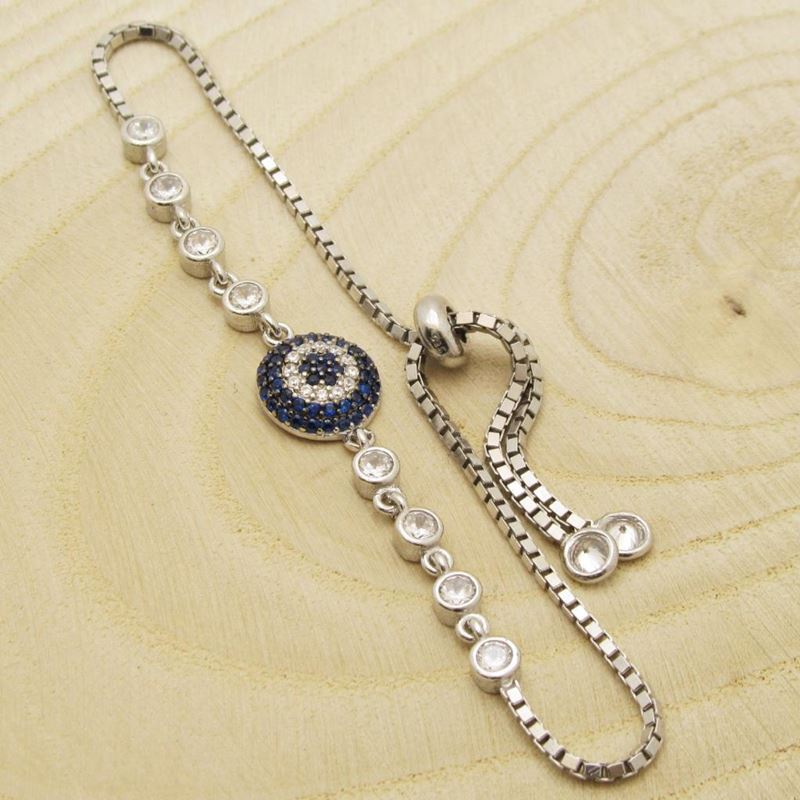 Taki | Nazar Beaded Silver Bracelet with Flexible Lock with Evil Eye Bead Stone - TryAladdin