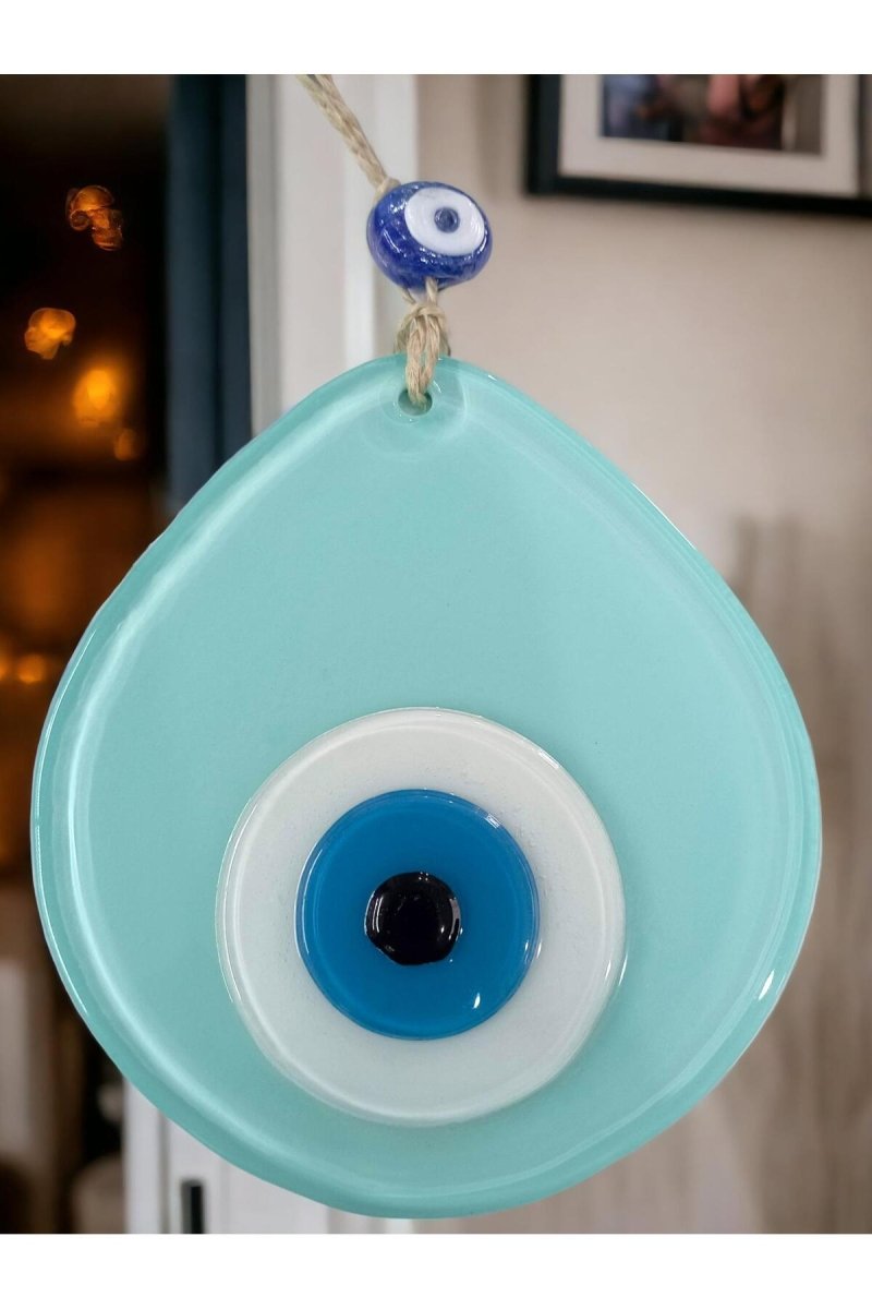 Blue Nazar Beaded Turquoise Color Drop Pattern Handmade Wall Ornament - TryAladdin