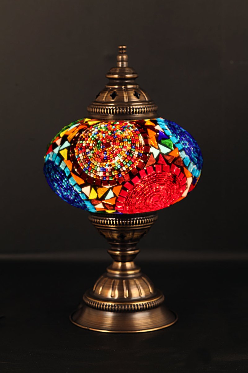 HND Handicraft | Handmade Glass Mosaic Larg Desk Lamp, Circle Mosaic Colors - TryAladdin