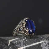 Tesbihevim | Men's Silver Ring with Tiger's Eye Stone - TryAladdin