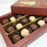Ema Chocolate Milk and White Chocolate Truffles with Hazelnut Cream Filled- Merry Christmas Box - 250g