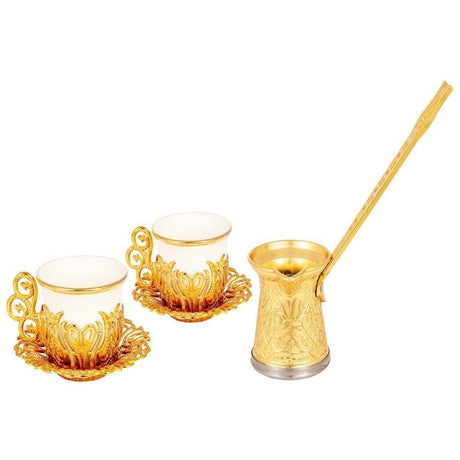 Acar | Turkish Coffee Set of Two + Coffee Pot - Gilded - Gold - TryAladdin