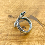 Adjustable Green Snake Eyes Design Ring - TryAladdin