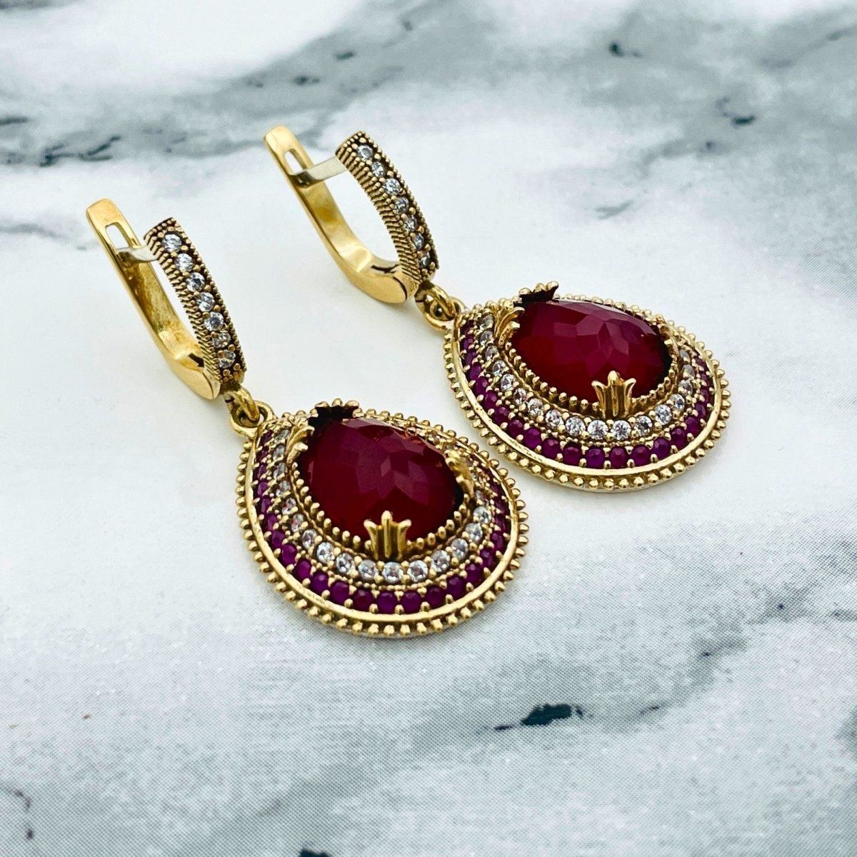 Istanbul Jewelry | Ruby Ottoman Style Handmade Silver Jewelry Set - TryAladdin