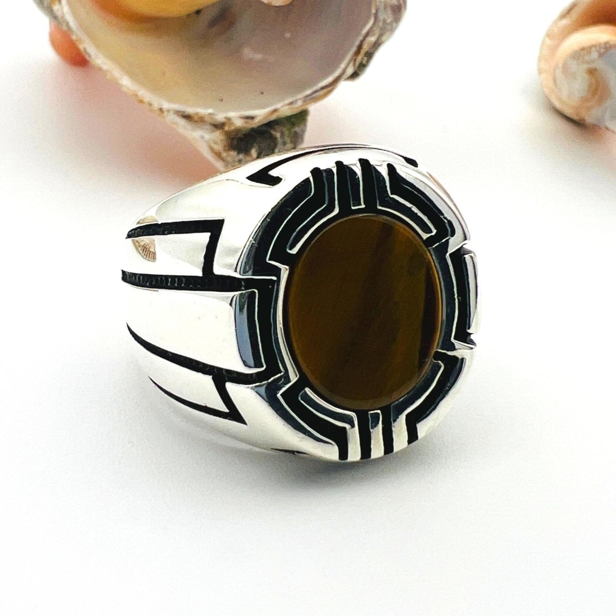 Black Onyx Men's Silver Ring - TryAladdin