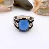 Blue Sapphire Minimalist Ring Men's Jewelry - TryAladdin