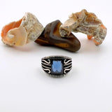 Blue Sapphire Stone Silver Ring - TryAladdin