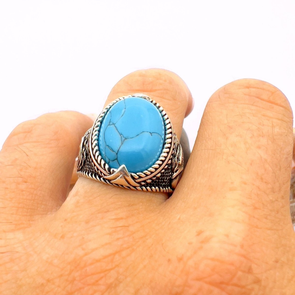 Blue Turquoise Square Ring - TryAladdin