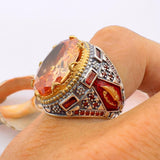 Champagne Citrine Stone Silver Ring - TryAladdin