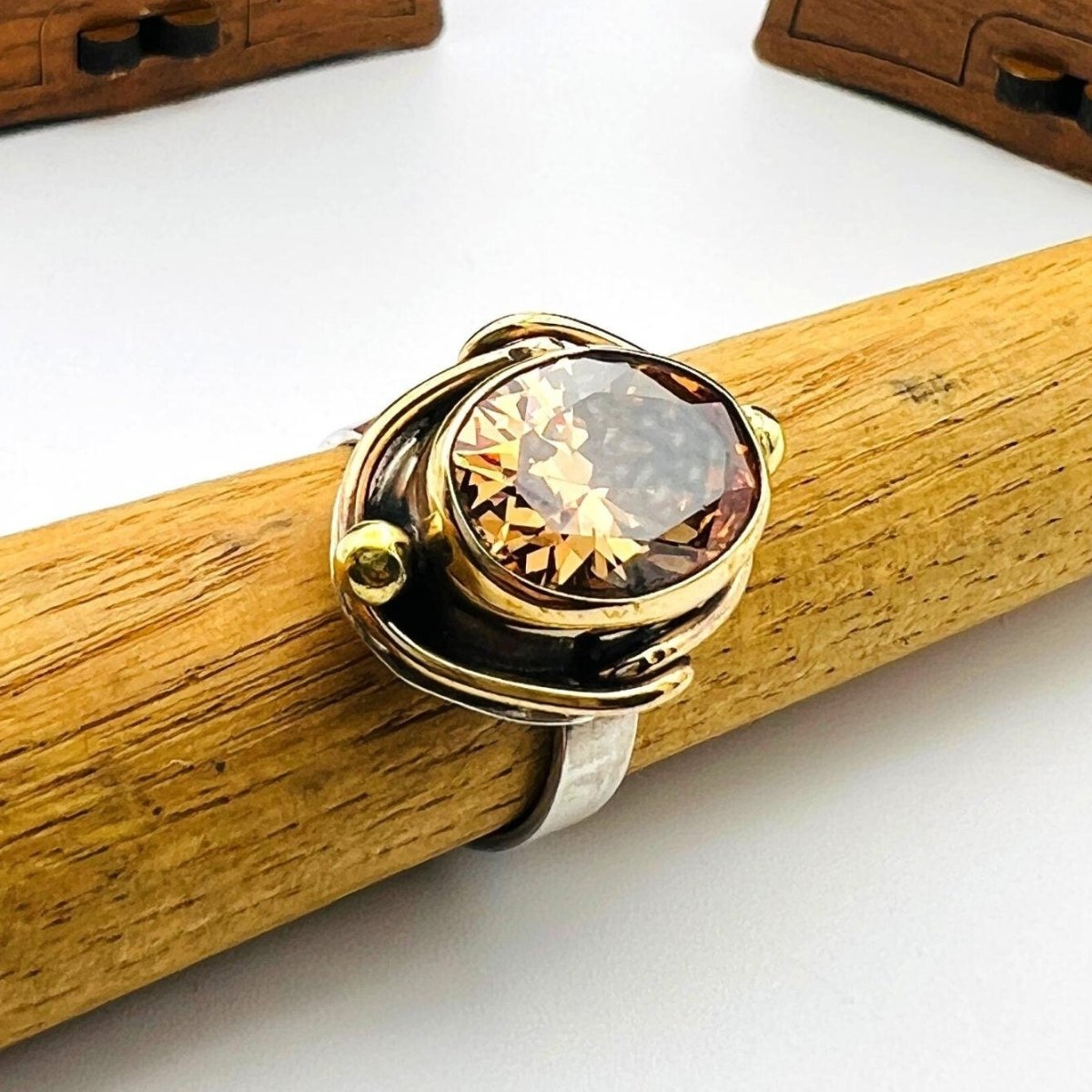 Champagne Citrine Stone Women's Handmade Ring - TryAladdin