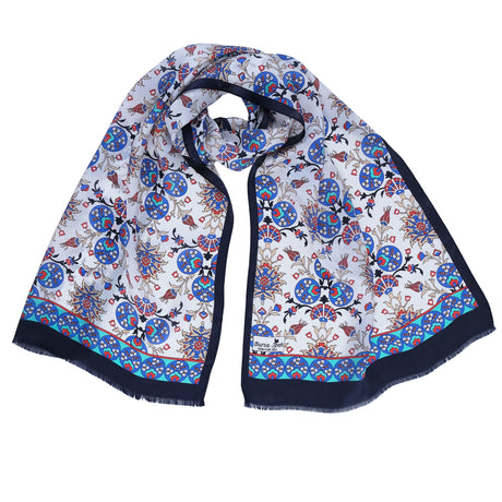 Cintemani Breathable Silk Scarf in Serene Blue and Black - TryAladdin