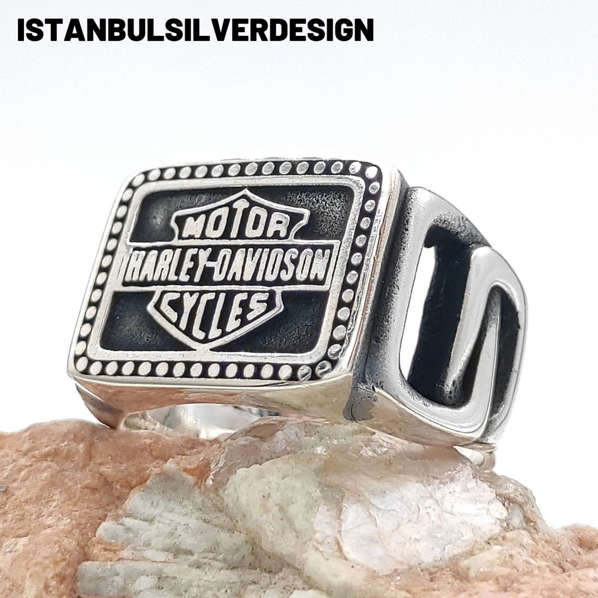 Discover the Essence of Freedom with our 925K Sterling Silver Harley Davidson Ring - TryAladdin