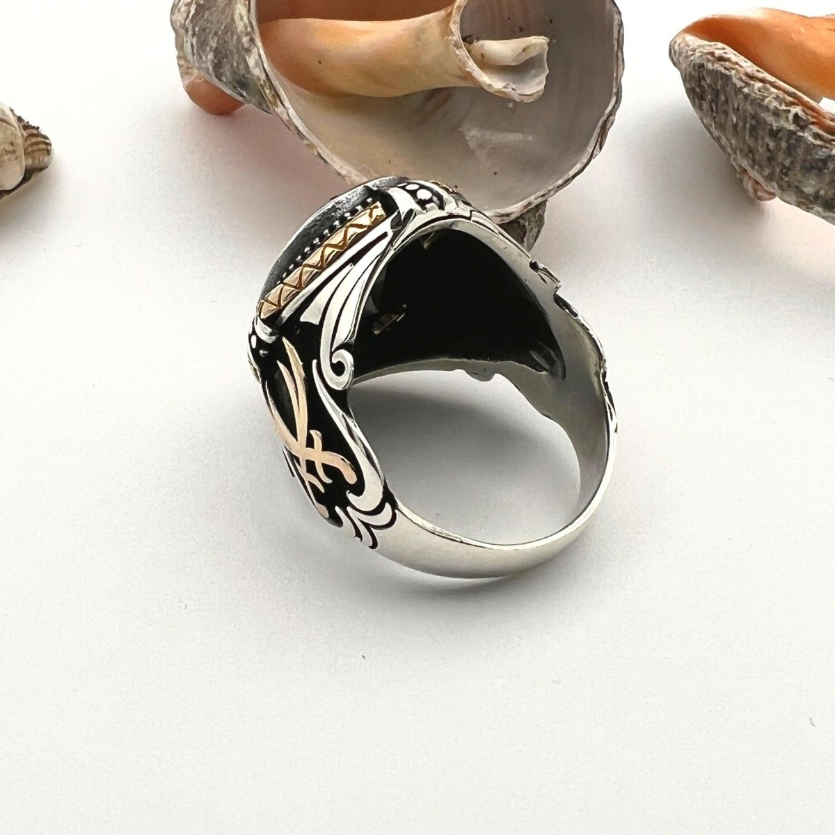 Double Sword Black Onyx Ring - TryAladdin