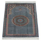 Gray Traditional Motif Knitted Fringed Mihrab Lined Chenille Prayer Rug - TryAladdin