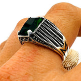 Green Emerald Square Men’s Ring - TryAladdin