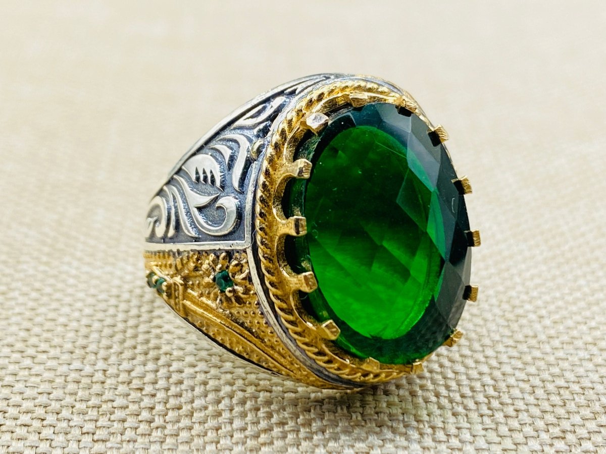 Green Emerald Stone Ring for Men - TryAladdin