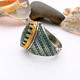 Green Oval Emerald Stone Men's Ring - TryAladdin