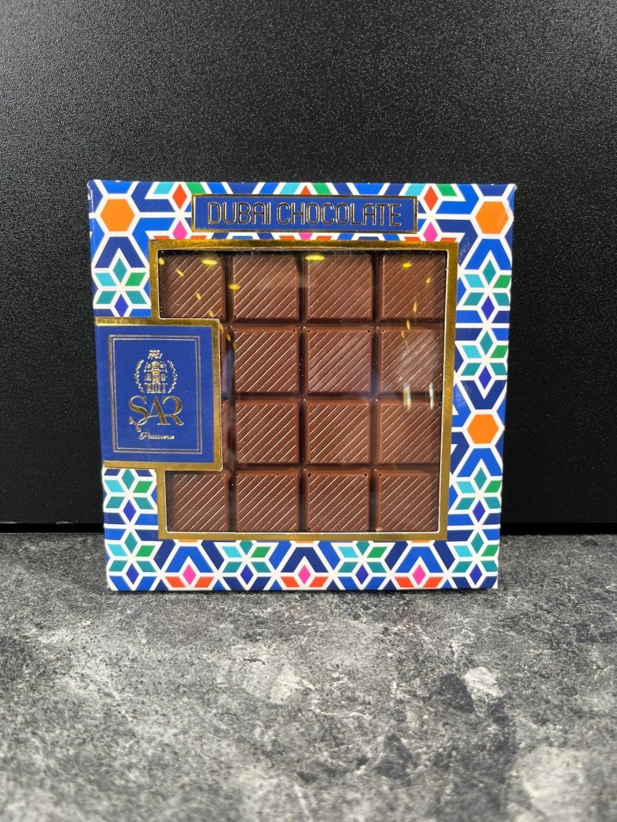 Handmade Dubai Chocolate Tablet - Belgian Chocolate with Pistachio & Roasted Kadayif (100gr) - TryAladdin