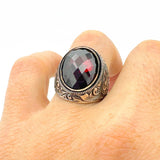 Handmade Men's Ruby Stone Silver Ring - TryAladdin