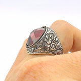 Handmade Men's Ruby Stone Silver Ring - TryAladdin