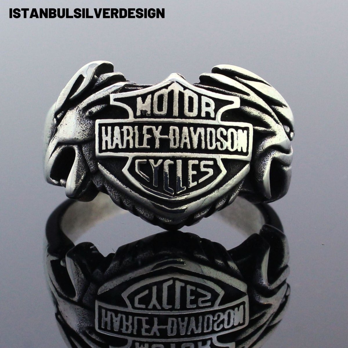 Harley Davidson 925K Sterling Silver Ring - TryAladdin