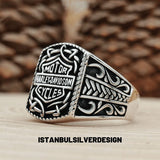 Harley Davidson Inspired Sterling Silver Biker Ring - TryAladdin