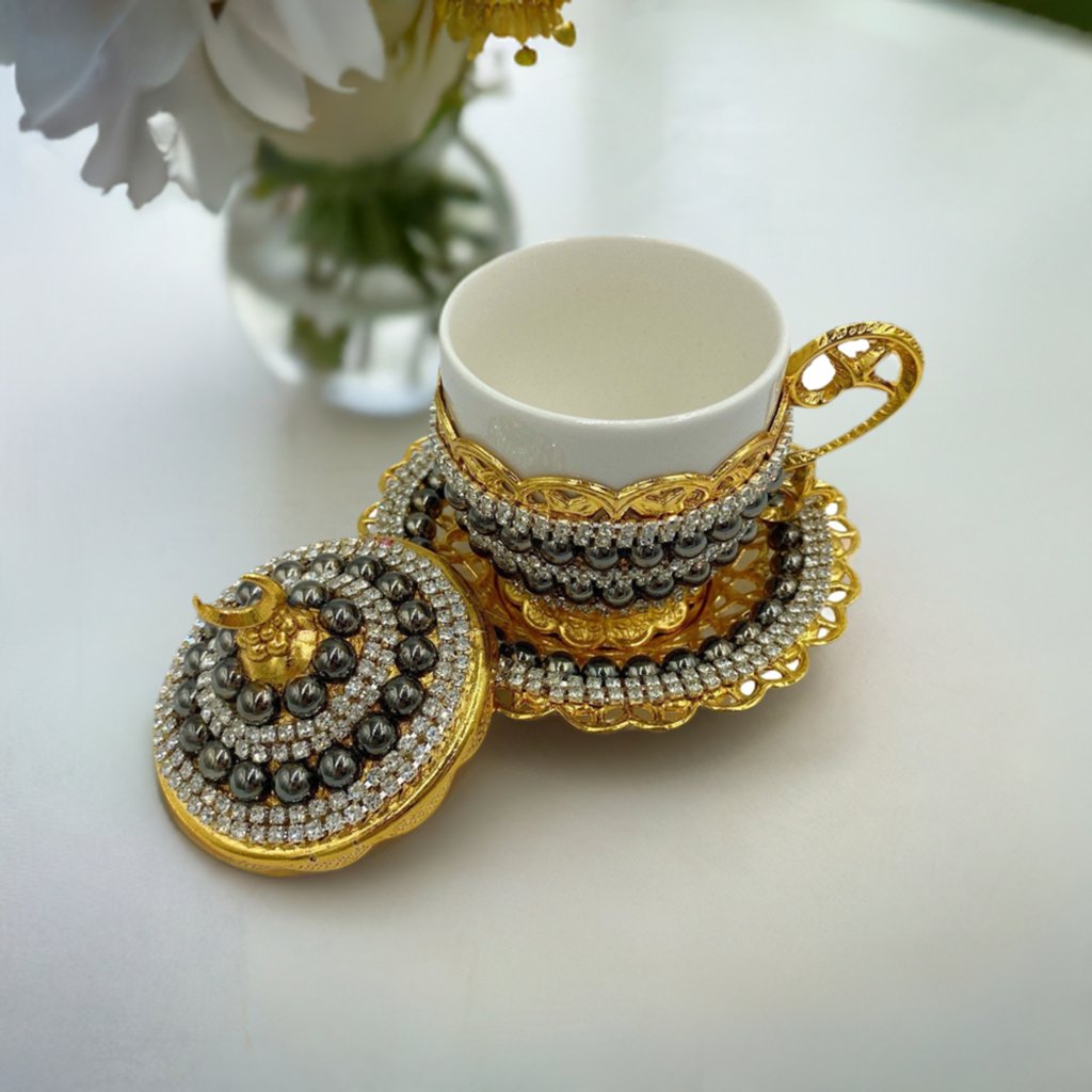 Lavina | Turkish Coffee Cup With Pearl Design - TryAladdin