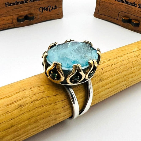 Light Blue Tourmaline Stone WoMen's Ring - TryAladdin