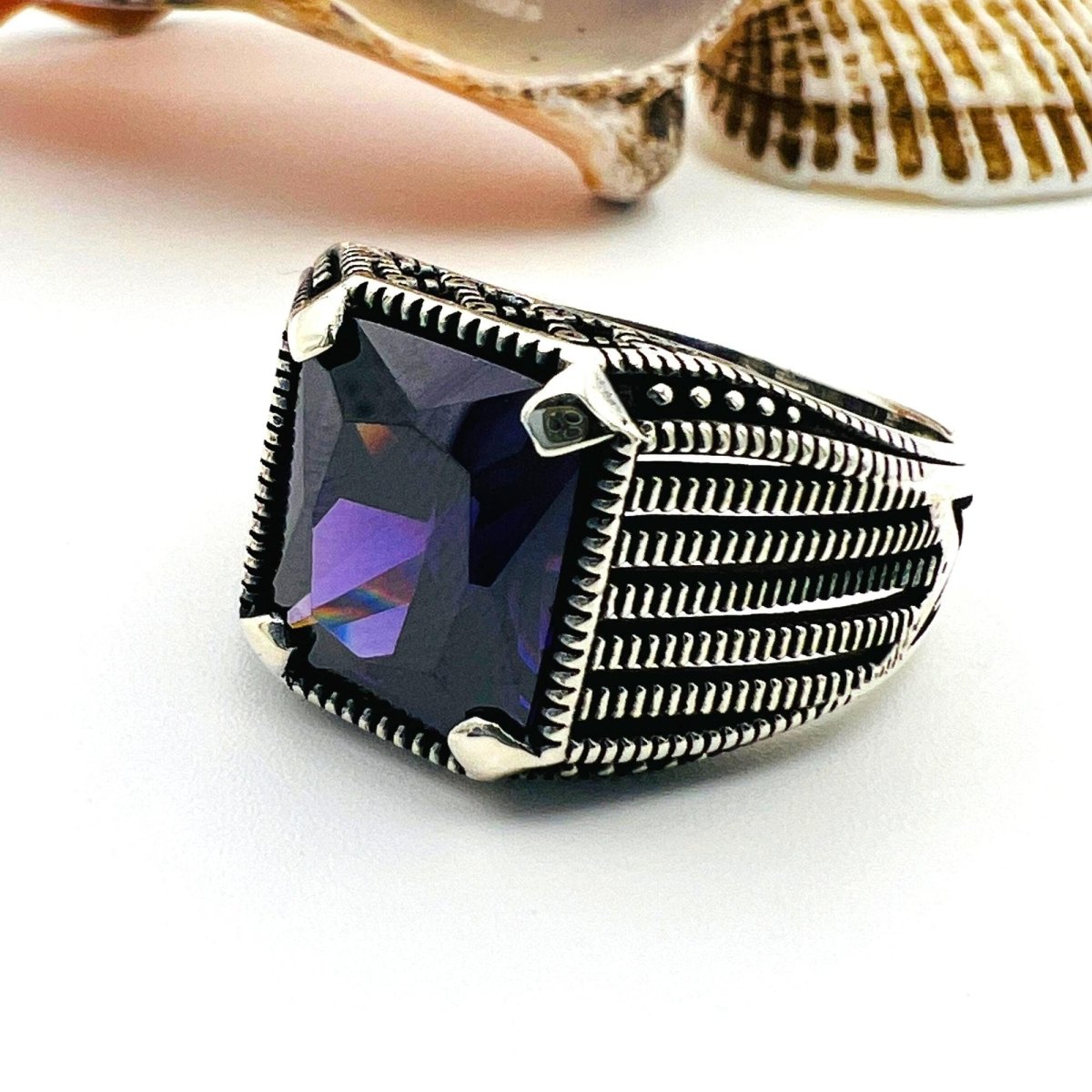 Men’s Amethyst Square Ring - TryAladdin