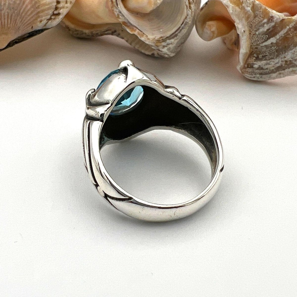 Men's Aquamarine Stone Blue Ring - TryAladdin