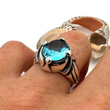 Men's Aquamarine Stone Blue Ring - TryAladdin