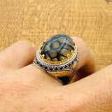 Men’s Black - Brown Agate Ring - TryAladdin