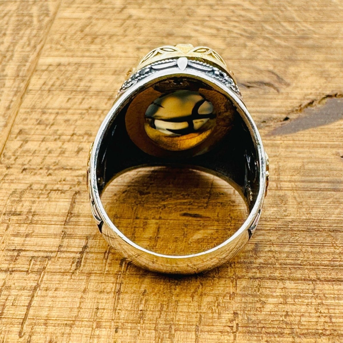 Men’s Black - Brown Agate Vintage Ring - TryAladdin