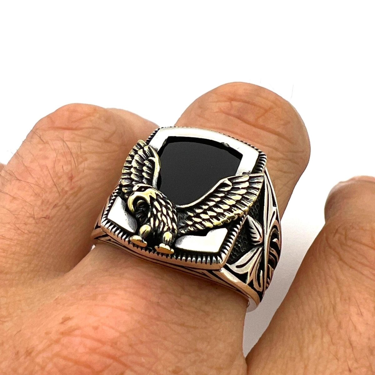 Men's Black Onyx Silver Ring - TryAladdin