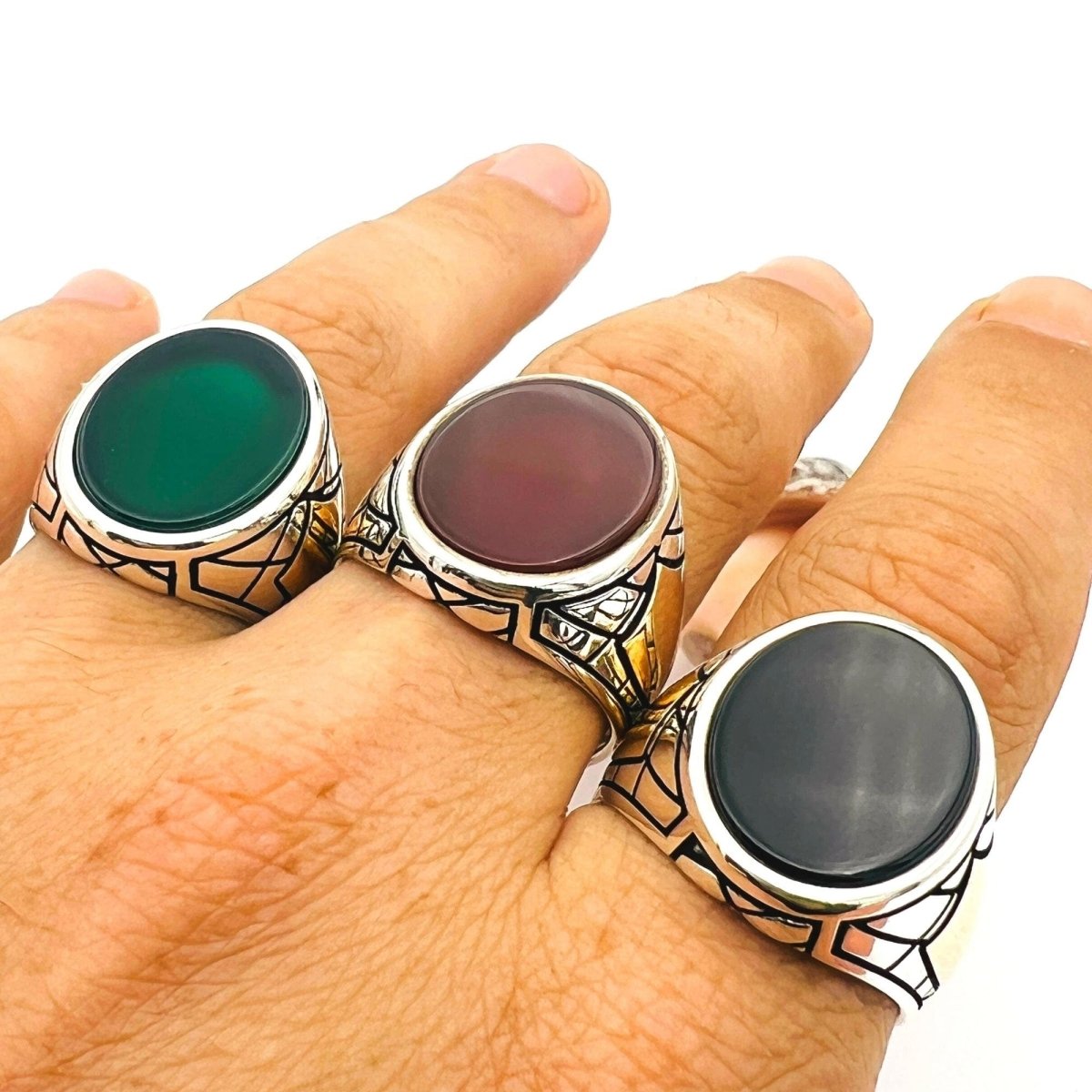 Men's Black Onyx Silver Ring - TryAladdin