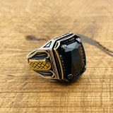 Men's Black Onyx Square Ring - TryAladdin