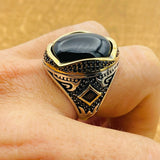 Men's Black Onyx Sterling Silver Ring - TryAladdin