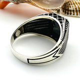 Men's Black Onyx Stone Turkish Silver Ring - TryAladdin