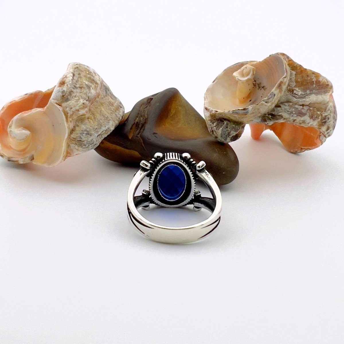 Men's Blue Sapphire Sword - Detail Ring - TryAladdin