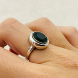 Men's Blue Tourmaline Stone Sterling Silver Ring - TryAladdin