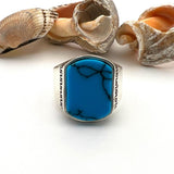 Men's Blue Turquoise Stone Ring - TryAladdin