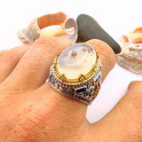 Men's Brown Agate Stone Silver Ring - TryAladdin