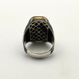 Men's Double Head Eagle Selcuklu Design Silver Ring - TryAladdin