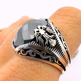 Men's Double - Headed Eagle Onyx Ring - TryAladdin