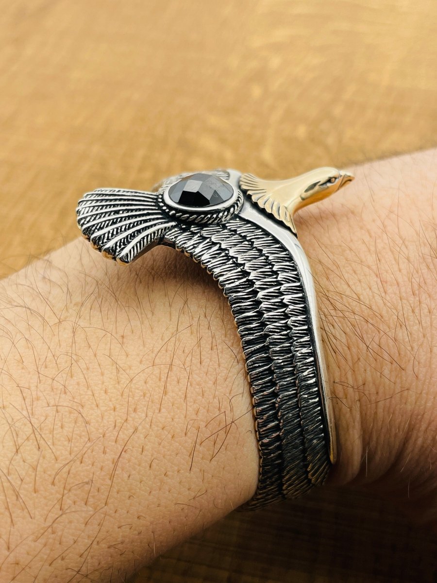 Men's Eagle Adjustable Silver Bracelet - TryAladdin