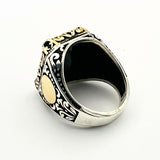 Men's Embroidered Onyx Silver Ring - TryAladdin