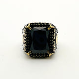 Men's Embroidered Onyx Silver Ring - TryAladdin