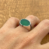 Men’s Green Agate Oval Ring - TryAladdin