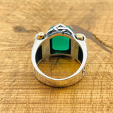 Men’s Green Agate Square Ring - TryAladdin